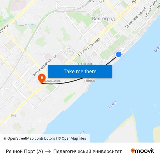 Речной Порт (А) to Педагогический Университет map