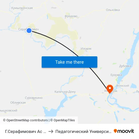 Г.Серафимович Ас (Б) to Педагогический Университет map
