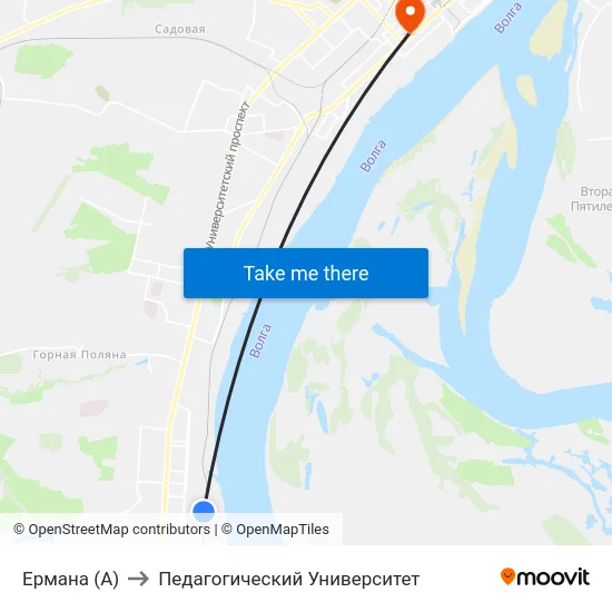 Ермана (А) to Педагогический Университет map