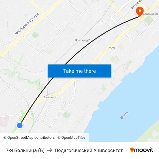 7-Я Больница (Б) to Педагогический Университет map