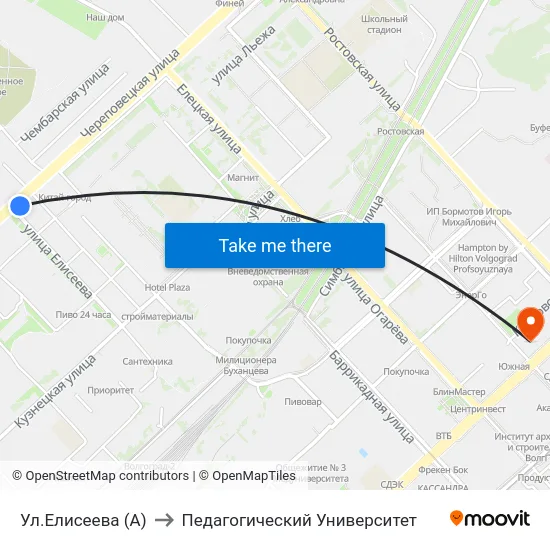 Ул.Елисеева (А) to Педагогический Университет map