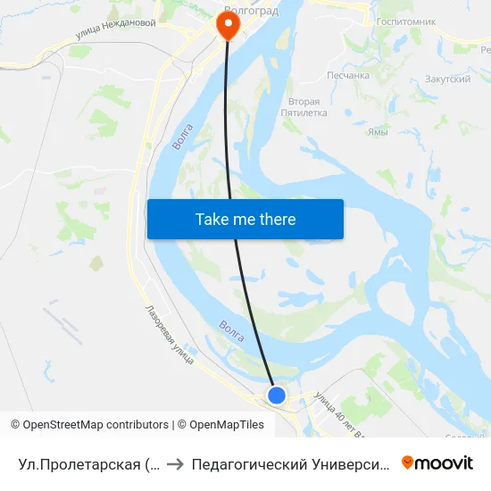Ул.Пролетарская (А) to Педагогический Университет map