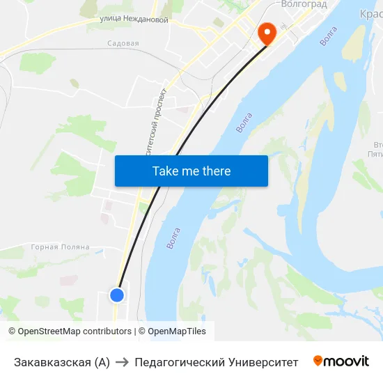 Закавказская (А) to Педагогический Университет map