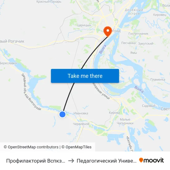 Профилакторий Вспкз Тр. (А) to Педагогический Университет map