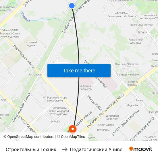 Строительный Техникум (Б) to Педагогический Университет map