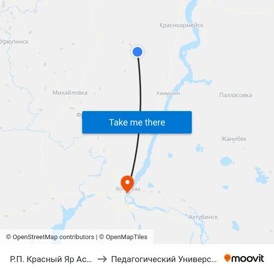 Р.П. Красный Яр Ас (А) to Педагогический Университет map