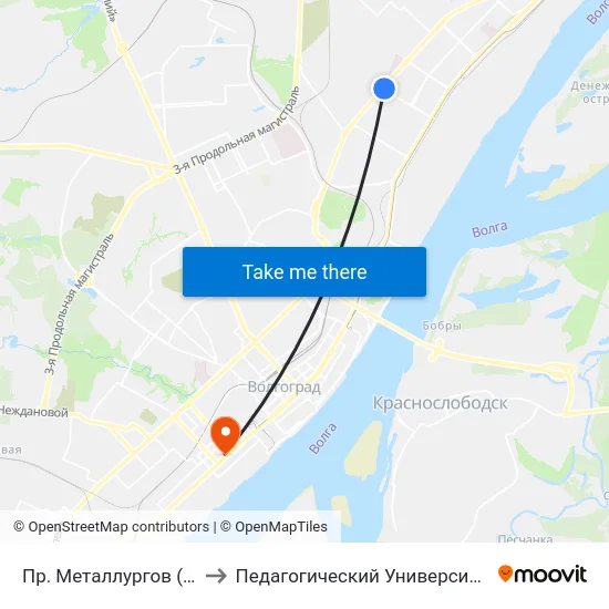 Пр. Металлургов (Б) to Педагогический Университет map