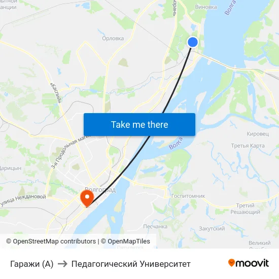 Гаражи (А) to Педагогический Университет map