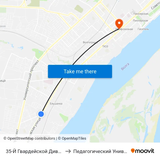 35-Й Гвардейской Дивизии (Б) to Педагогический Университет map