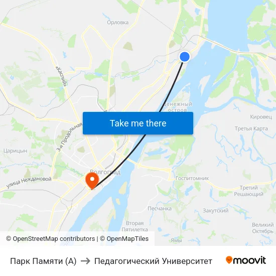 Парк Памяти (А) to Педагогический Университет map