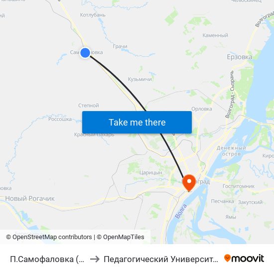 П.Самофаловка (Б) to Педагогический Университет map