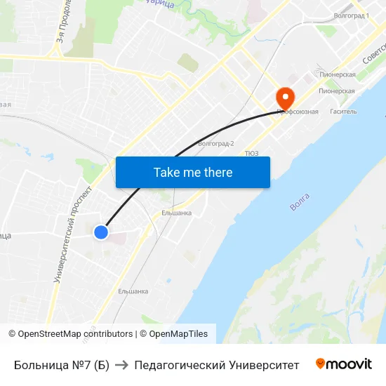 Больница №7 (Б) to Педагогический Университет map