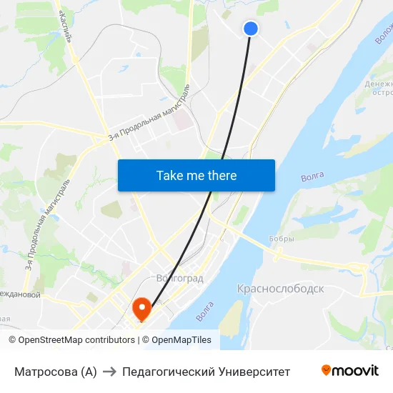 Матросова (А) to Педагогический Университет map