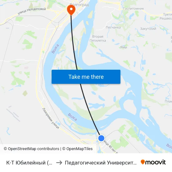 К-Т Юбилейный (А) to Педагогический Университет map