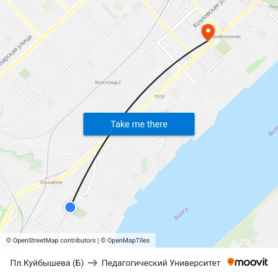 Пл.Куйбышева (Б) to Педагогический Университет map