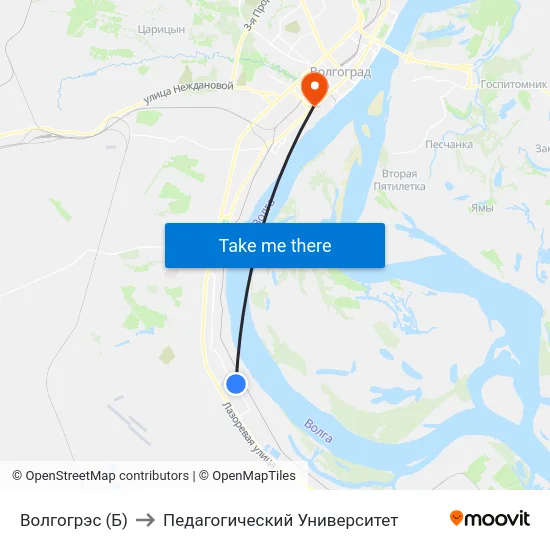 Волгогрэс (Б) to Педагогический Университет map