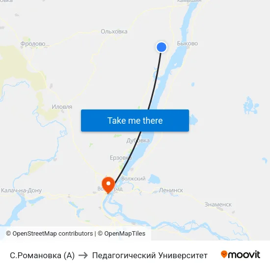 С.Романовка (А) to Педагогический Университет map