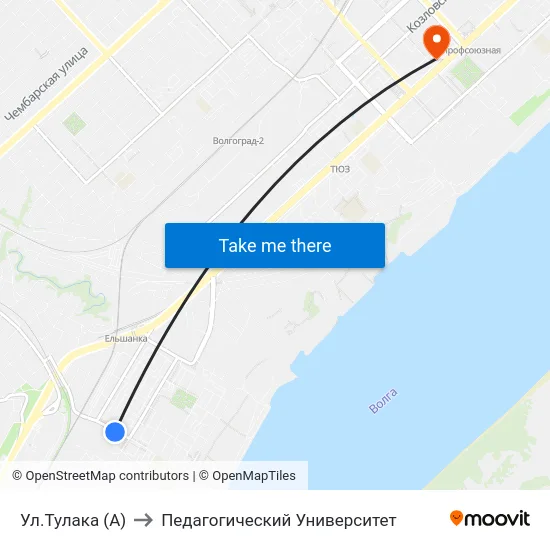 Ул.Тулака (А) to Педагогический Университет map