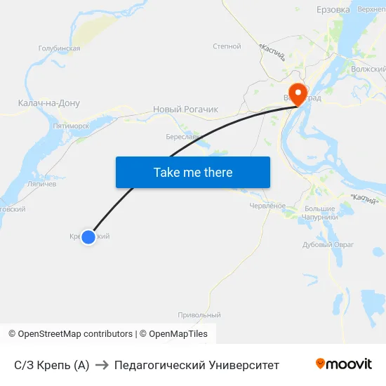 С/З Крепь (А) to Педагогический Университет map