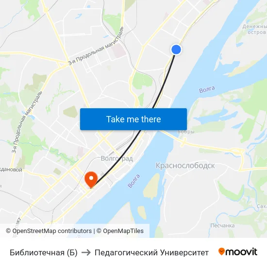 Библиотечная (Б) to Педагогический Университет map