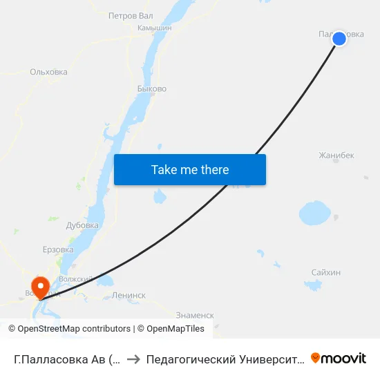 Г.Палласовка  Ав (А) to Педагогический Университет map