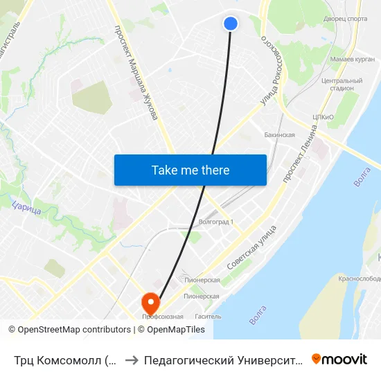 Трц Комсомолл (А) to Педагогический Университет map