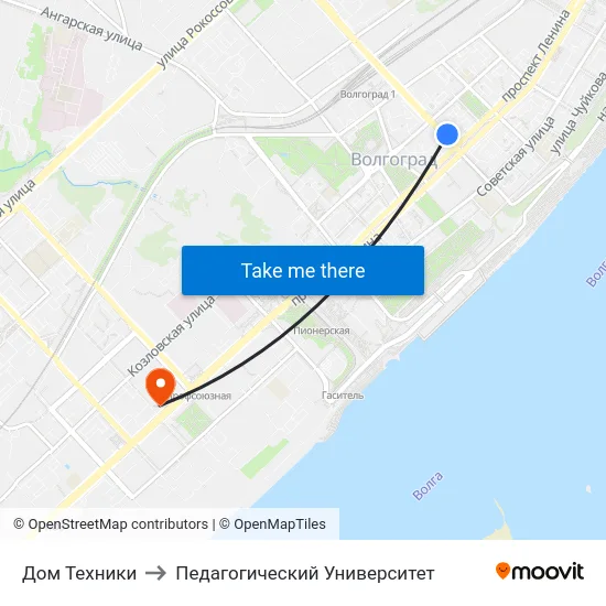 Дом Техники to Педагогический Университет map