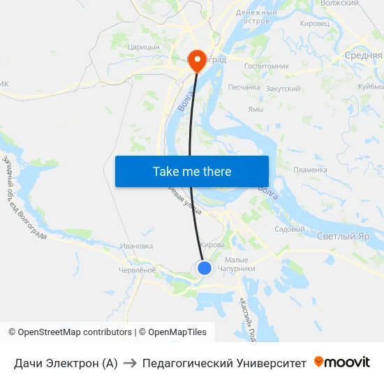 Дачи Электрон (А) to Педагогический Университет map