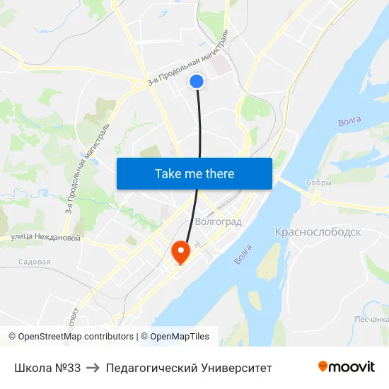 Школа №33 to Педагогический Университет map