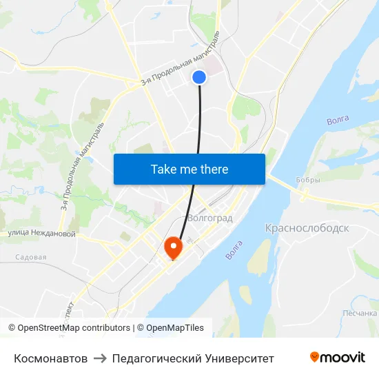 Космонавтов to Педагогический Университет map