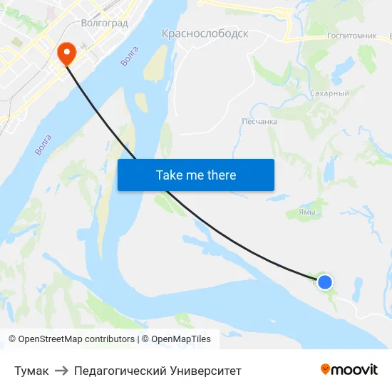 Тумак to Педагогический Университет map
