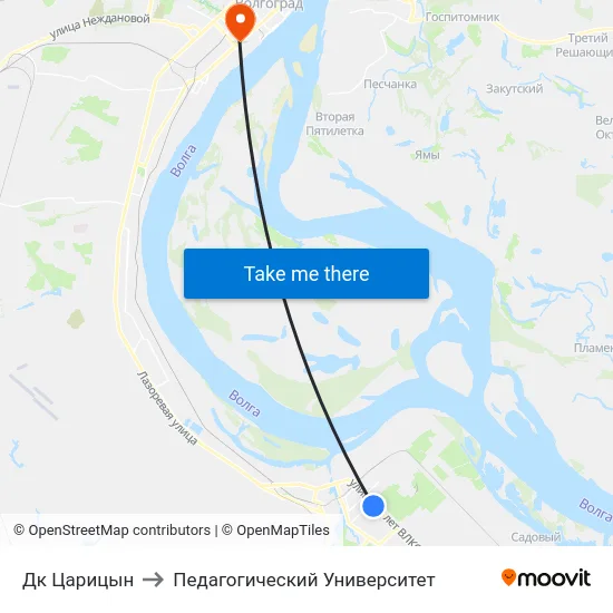 Дк Царицын to Педагогический Университет map