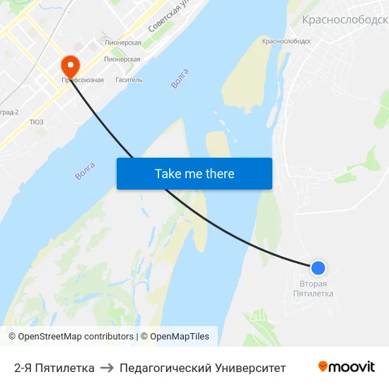 2-Я Пятилетка to Педагогический Университет map