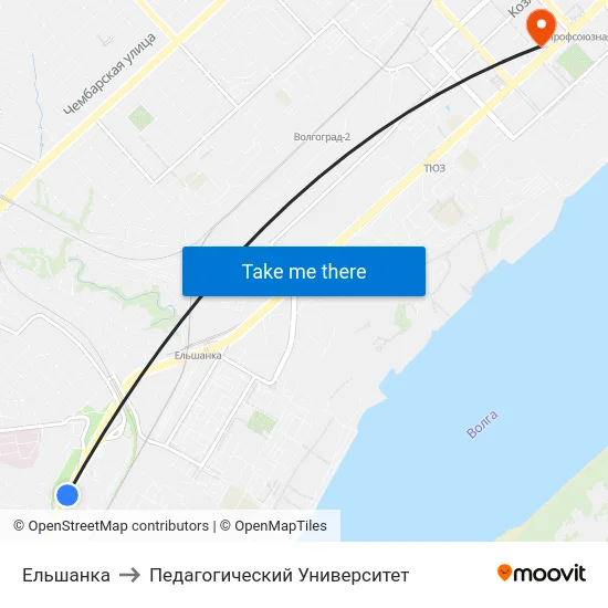 Ельшанка to Педагогический Университет map