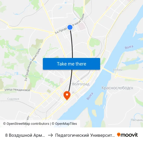 8 Воздушной Армии to Педагогический Университет map