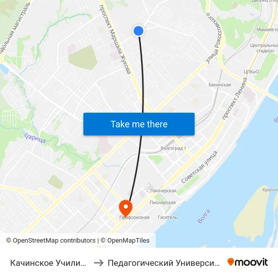 Качинское Училище to Педагогический Университет map