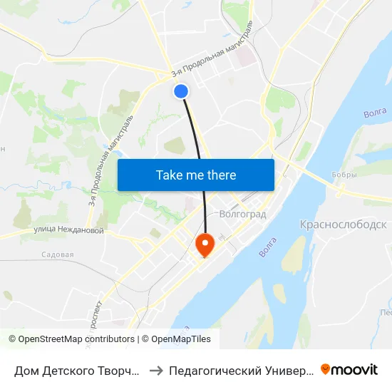 Дом Детского Творчества to Педагогический Университет map