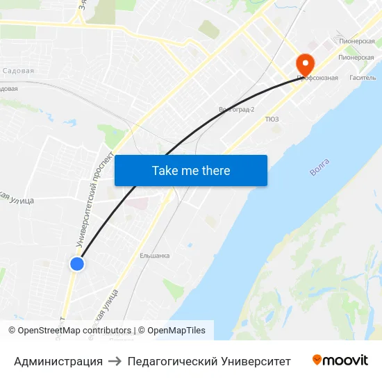 Администрация to Педагогический Университет map