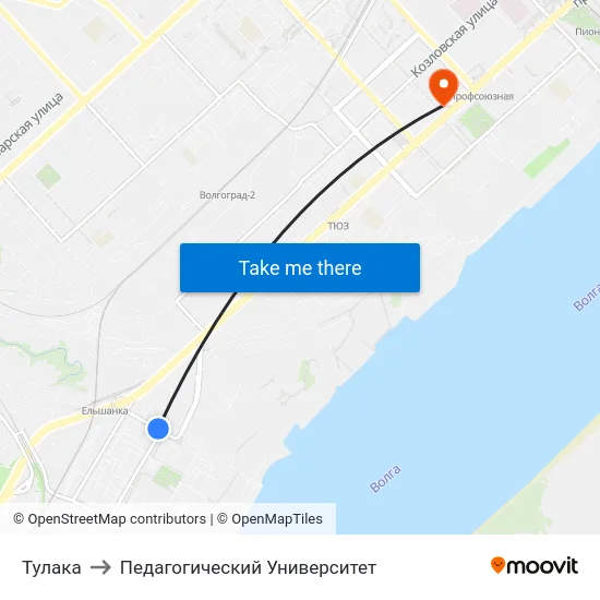 Тулака to Педагогический Университет map