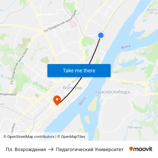 Пл. Возрождения to Педагогический Университет map