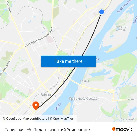 Тарифная to Педагогический Университет map