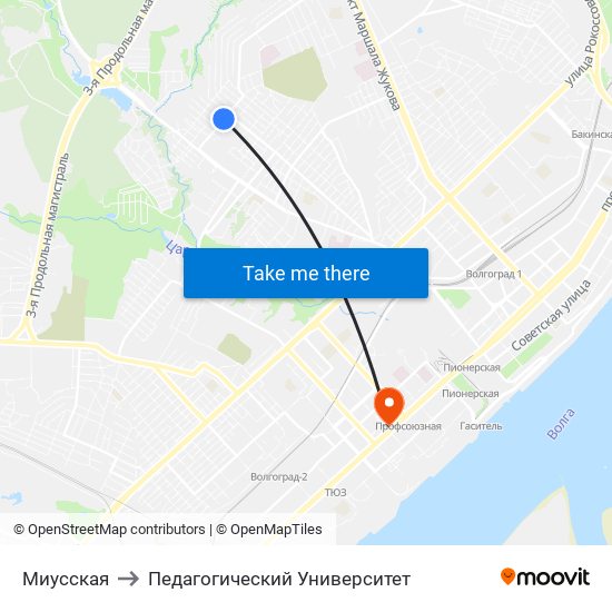 Миусская to Педагогический Университет map