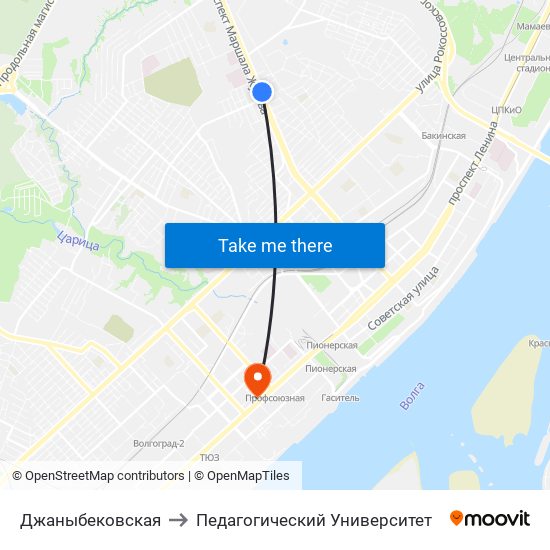 Джаныбековская to Педагогический Университет map