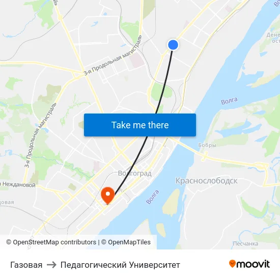Газовая to Педагогический Университет map