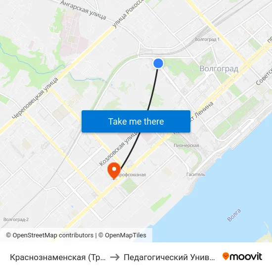 Краснознаменская (Трамвай) to Педагогический Университет map