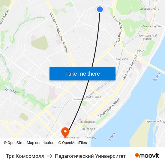 Трк Комсомолл to Педагогический Университет map