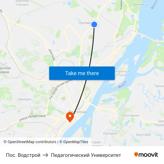 Пос. Водстрой to Педагогический Университет map
