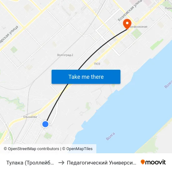 Тулака (Троллейбус) to Педагогический Университет map