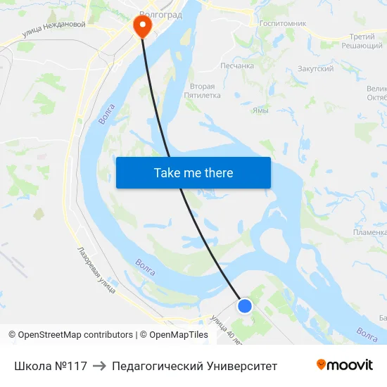 Школа №117 to Педагогический Университет map