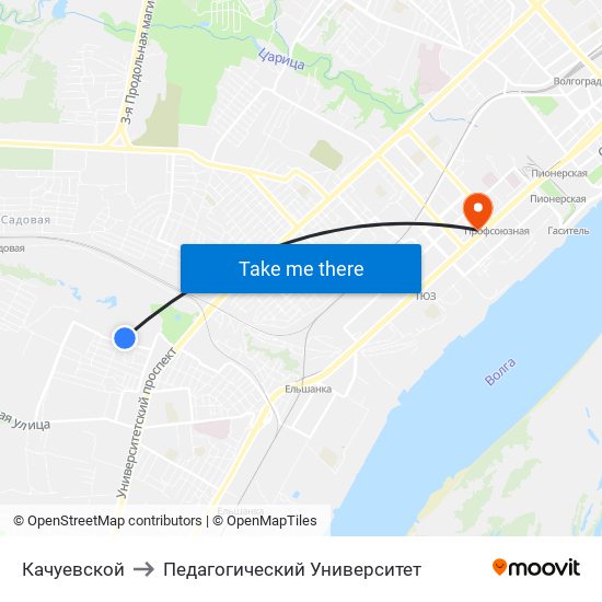 Качуевской to Педагогический Университет map